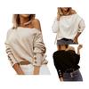 One Shoulder Women Shirt Long Sleeve Polyester Soft Touching Pullovers Tops for Daily Wear