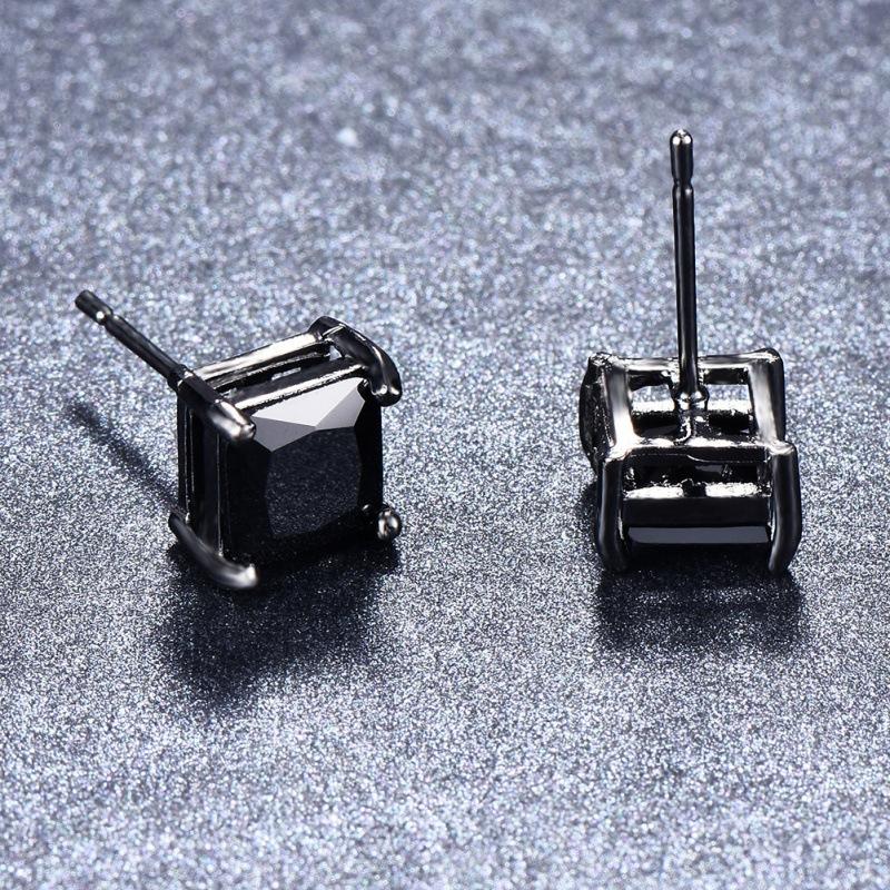 

stud earrings women s zircon earrings European and American square black diamond square ear hanging source with trinkets women s jewelry