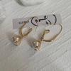 Korean Cold Style Geometric Pearl Earrings, Earrings, Simple Design Sense Fashion Ear Hook Ins Temperament Versatile Earrings