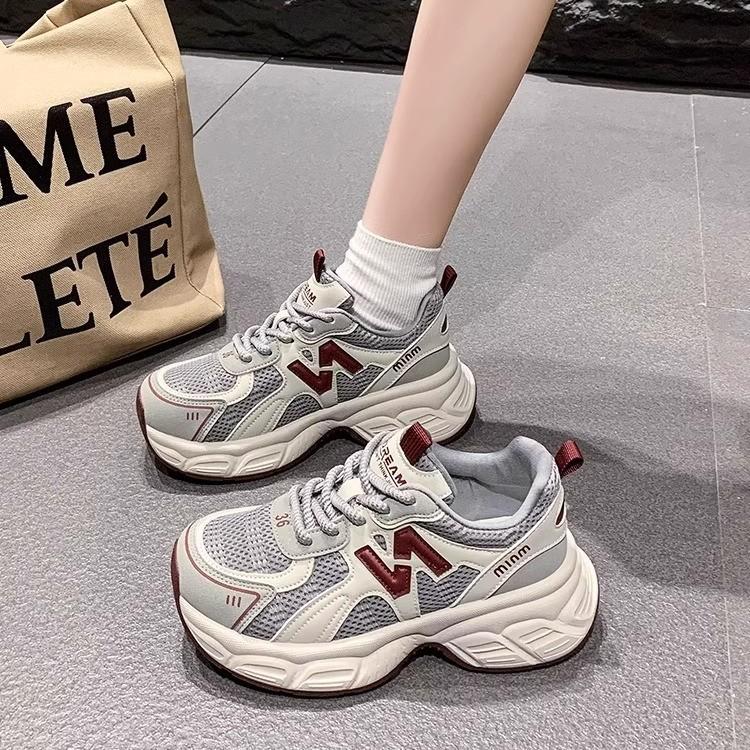 Popular women's shoes platform dad shoes women's height increase 2025 new versatile casual and thin soft-soled breathable sports shoes