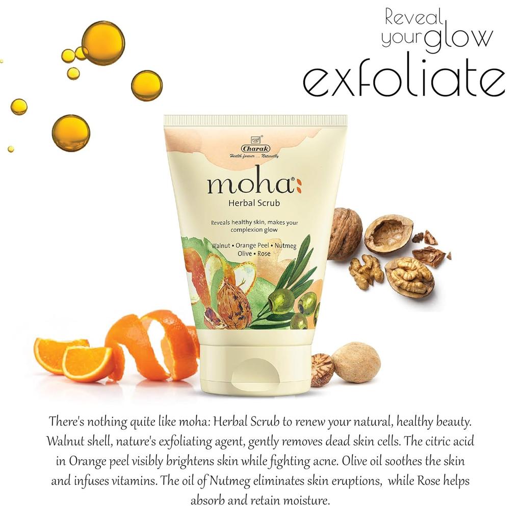 MOHA Walnut Face Scrub 100g Pack of 1 | Gentle Exfoliating Scrub for Glowing Skin & Smooth Texture