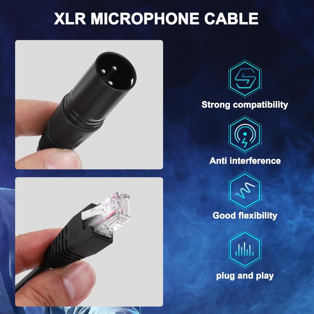 uxcell 3-Pin DMX512 XLR Female to RJ45 Female Adapter Cable, 2-Piece 1.6ft Microphone Extension Cable for Stage Studio Console Lighting