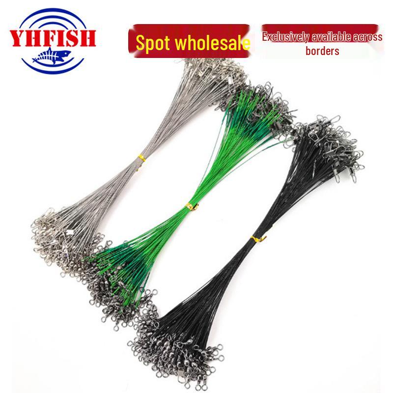 

High Tensile Steel Wire Leader Line: Anti-Bite Carbon Fishing Gear Accessory Set Black 15CM, 50 pieces