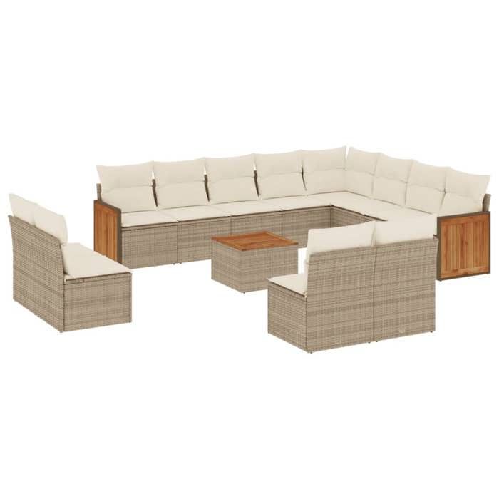 VidaXL Salon de Jardin avec Coussins 13 pcs, Canapés de Patio, Ensemble de Meubles, Mobilier de Terrasse Extérieur, Beige 3260560