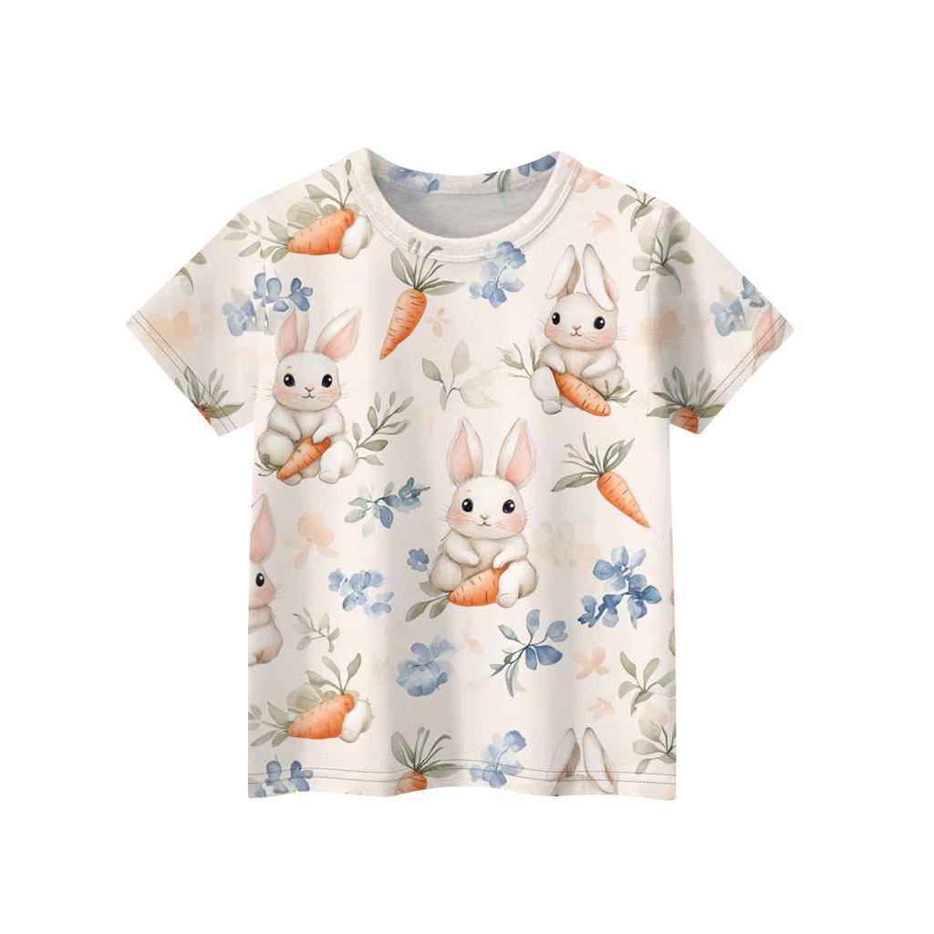 Children's Easter Printed Round Neck Short Sleeved Casual T-shirt