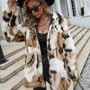 0 long color ribbon hat imitation fur coat women's casual coat autumn and winter