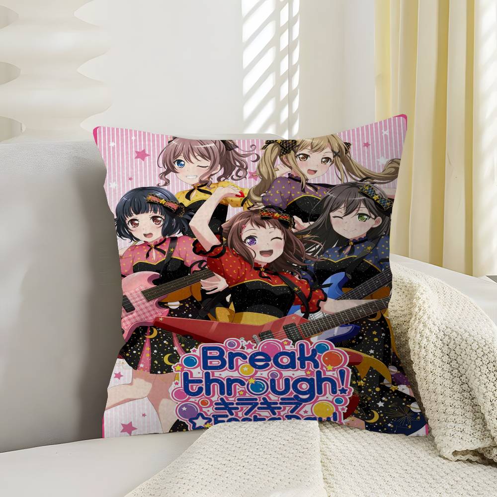BanG Dream! Anime Cushion Cover Pillowcase Upholstery Sofa Throw Pillow Home Decor Pillowcas 12x12Inch