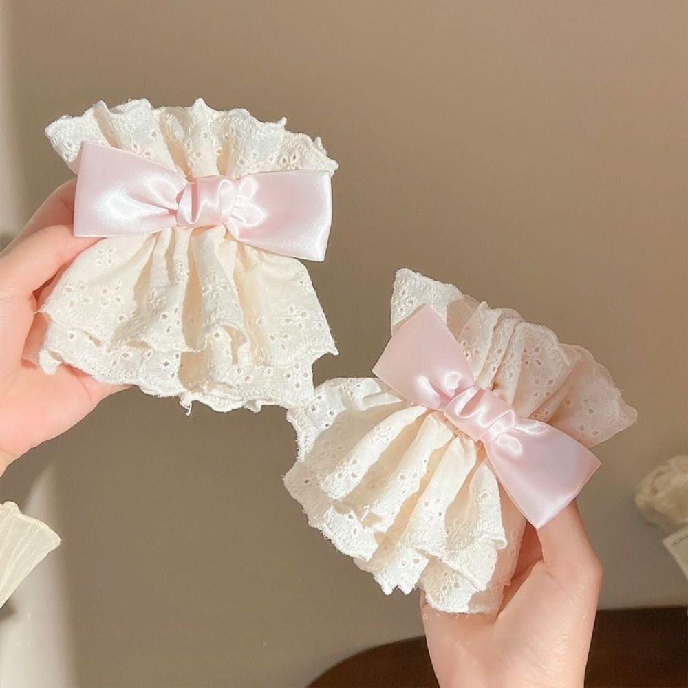 1PC Ruffled Lace Hand Sleeve Cuffs Bowknot Gothic Style Bracelet New Cosplay Wristband For Women