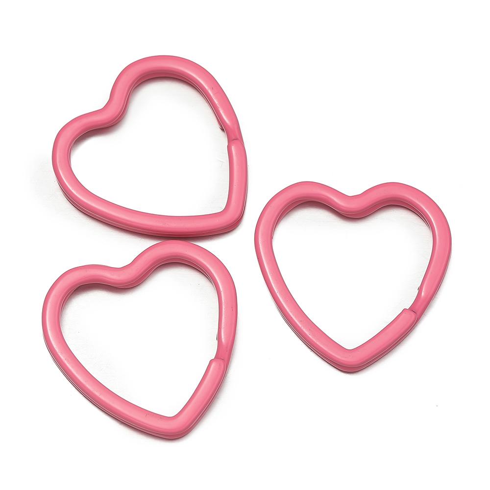 5pcs Cute Colorful Heart Spray Paint Keyring Keychain Split Ring Metal Car Key Ring for DIY Handmade Jewelry Making Accessories