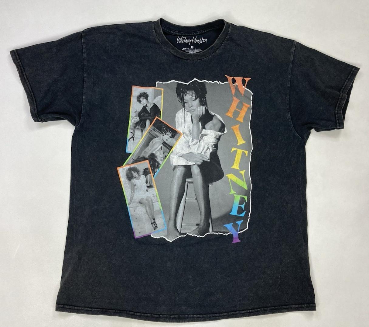 Whitney Houston Retro Graphic T-shirt Men Large Black Wash Music XXL