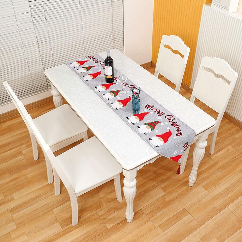 Christmas Table Runner Xmas Printed Tassel Decor Tablecloth Fabric Table Flag for Dining Table Coffee Table Home Kitchen Decor