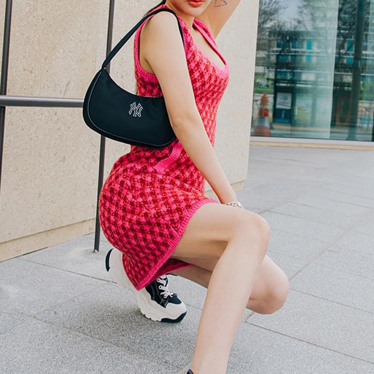 New MLB Polyester Shoulder Bag Dumpling Bag Shoulder Bag Women's Black 3ABQS032N-50BKS