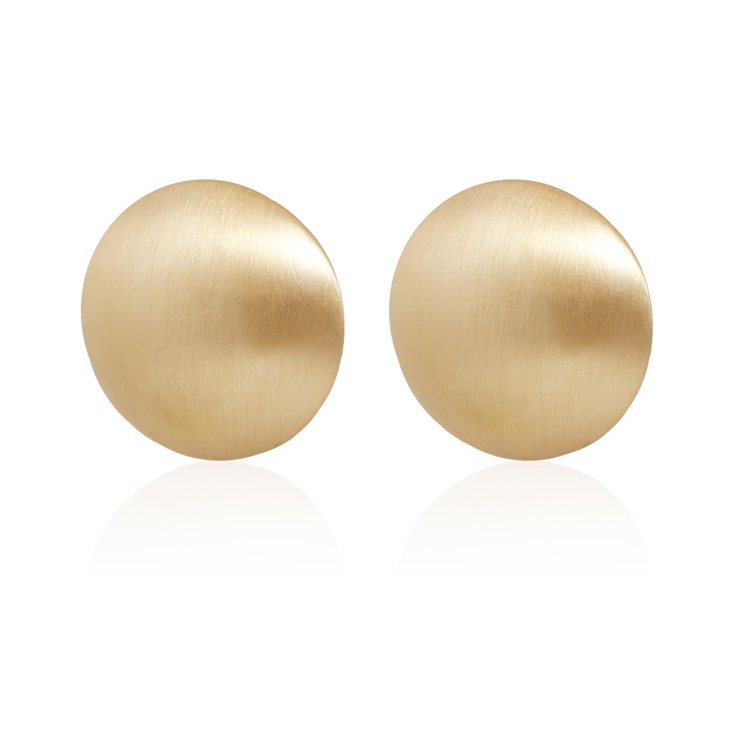 Geometric round metal brushed stud earrings light luxury ins wind earrings