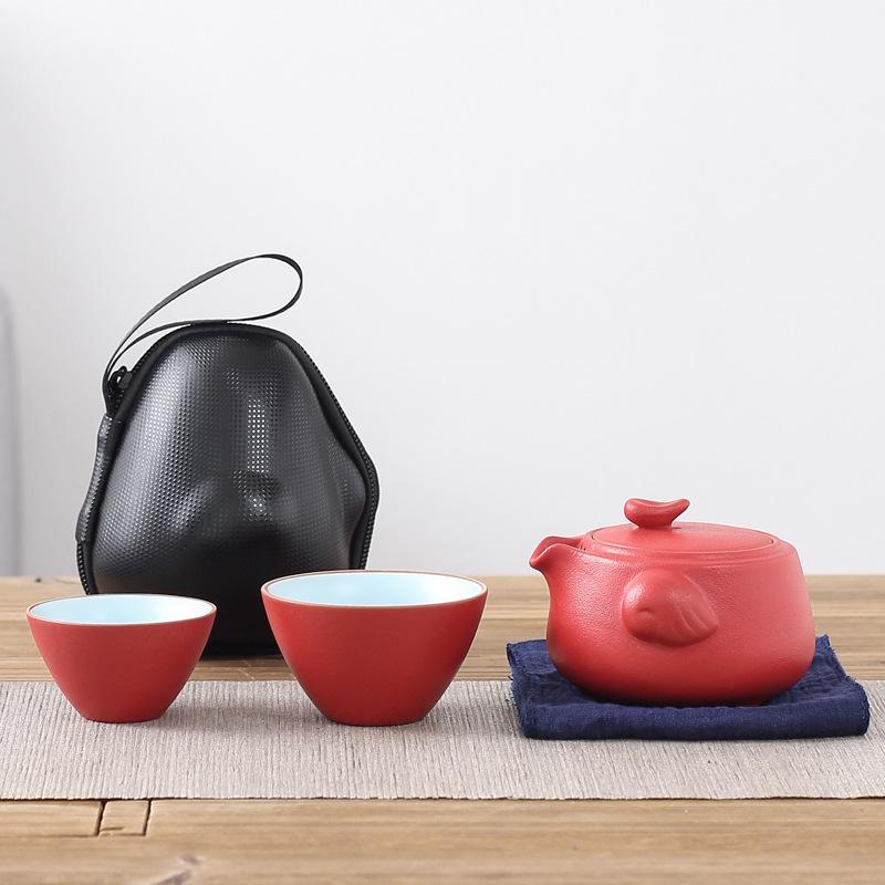 Portable Ceramic Travel Tea Set: One Pot, Two Cups – Quick Brew & Customizable Gift