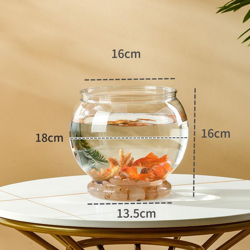 Transparent Plastic Desktop Turtle & Betta Fish Tank - Round Ornamental Aquarium for Home or Office