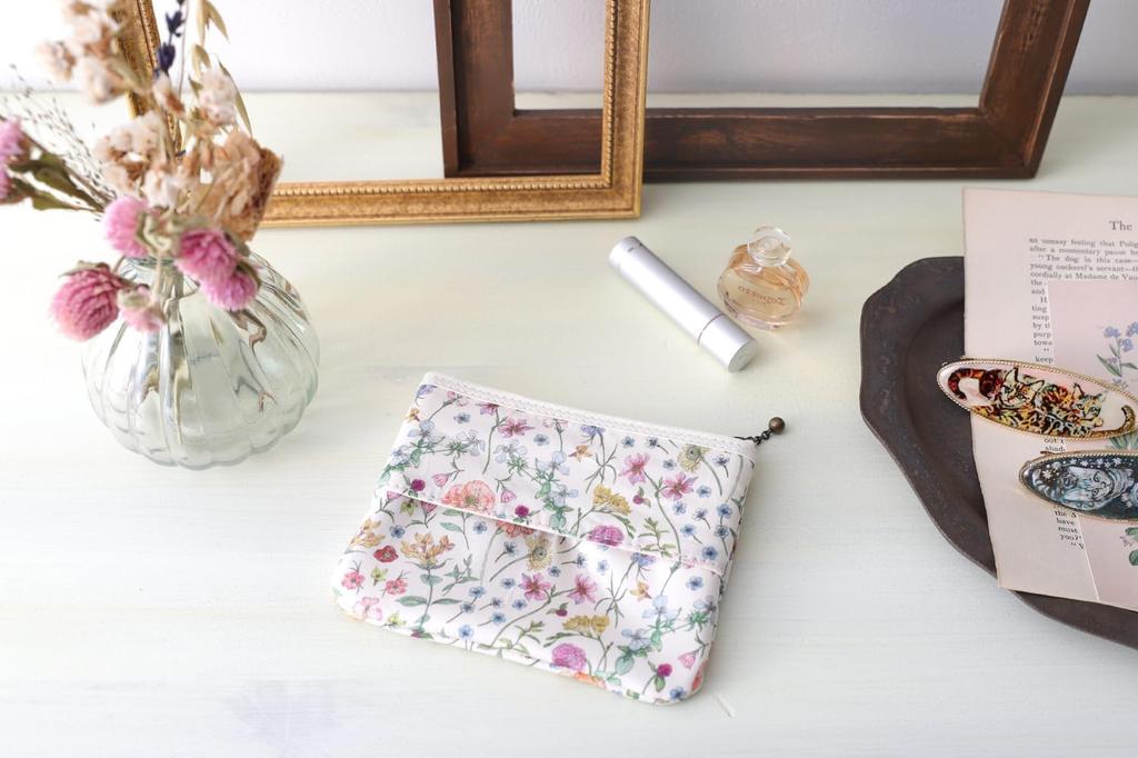 DDintex FLORET LONDON Tissue Pouch x 11cm 02, Archway, Ivory, 13.5 [Liberty Print]
