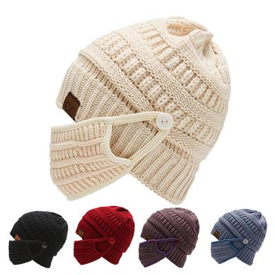 Maskenmütze Warme dicke Fleece-freie Strickmütze Modische Mütze zum Ausgehen