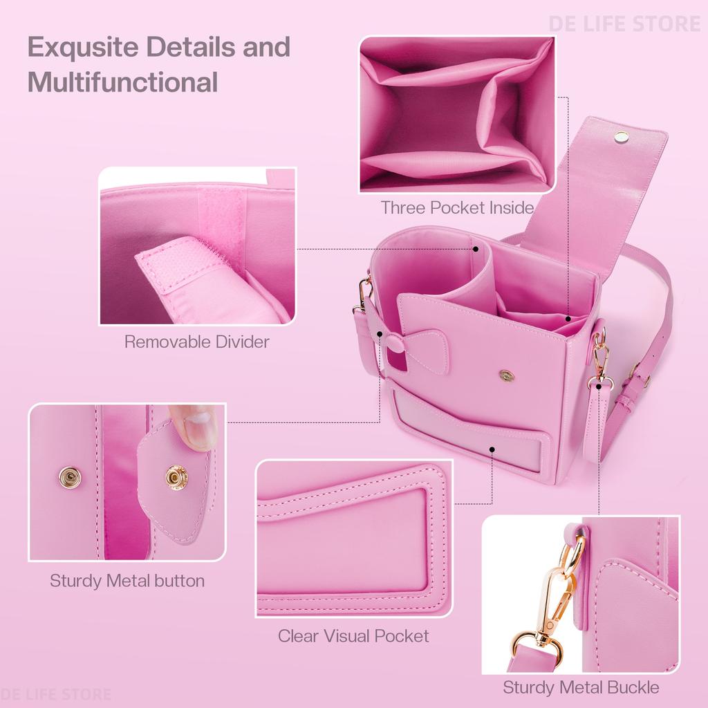 PU Leather Women Crossbody Bag With Adjustable Strap Portable Shoulder Bag Outdoor Water Bottle Handbags For Stanley Cup 40 oz