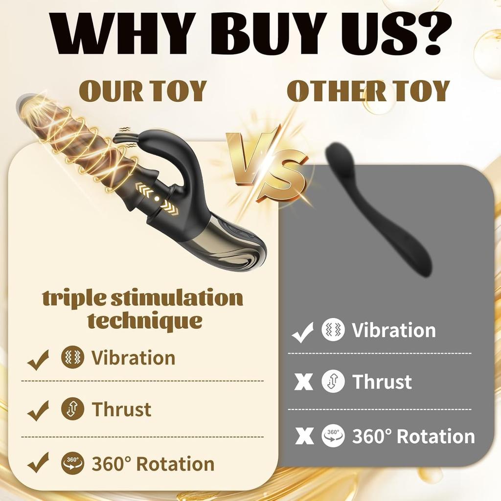 Thrusting G Spot Rabbit Vibrator Clitoral Stimulator 360° Swirl Up Down Thrust 5 Swirling Modes Adults Sex Toys For Women