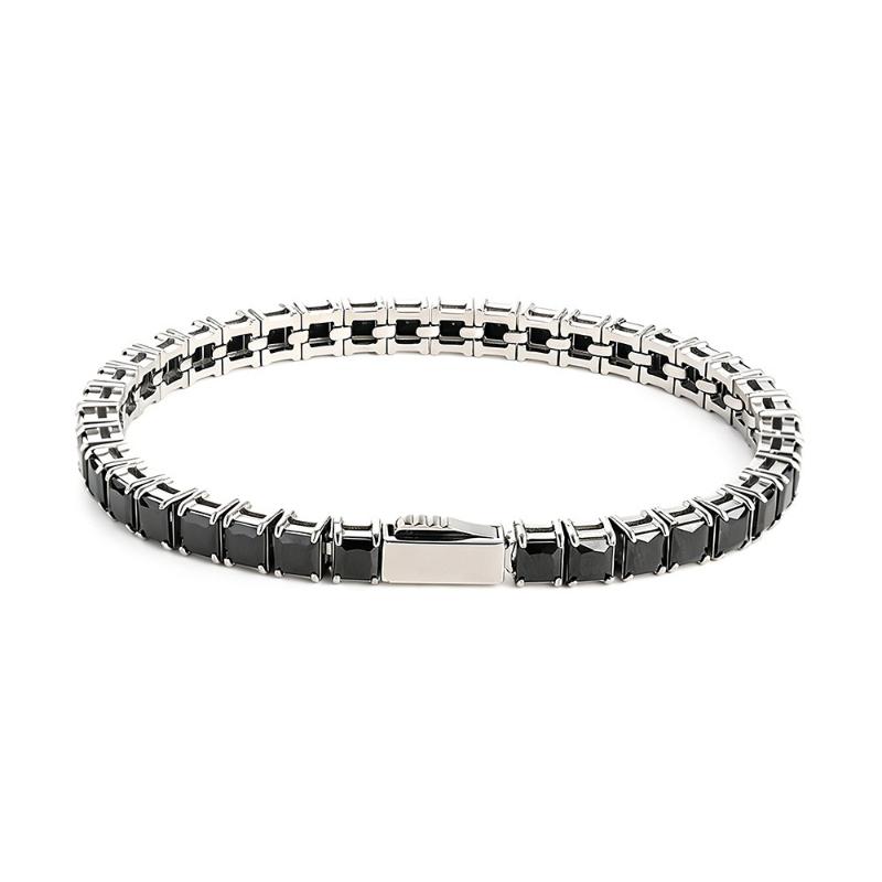 Stainless Steel Tennis Chain 5mm Square Zircon Bracelet Light Luxury Full Diamond Hand Jewelry 16cm