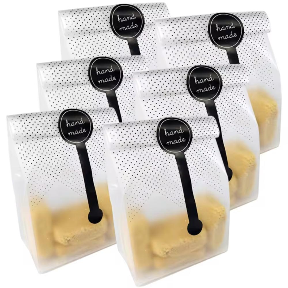 50pcs Frosted Black Dot Candy Bags Transparent Bread Wrapping Bags Cookie Packaging Bags  Christmas
