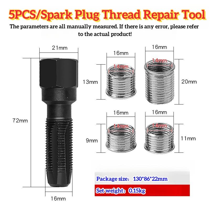 14mm Car Cylinder Head Tap Spark Plug Rethreading Helicoil Thread Repair Tool Kit Spark-plug Hole Sleeve for Repair Parts