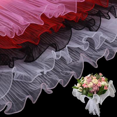 3.6M/Roll 28cm Flower Wrapping Paper Romantic Wave Yarn Lace Mesh For DIY Wedding Valentine's Day Gifts Bouquet Packaging Decor