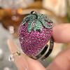 Anello Aperto Esagerato Gioielli Fragola Colore Oro Nero Tesoro Moda Stile Lusso Donna Sensazione Premium Consegna Lotti