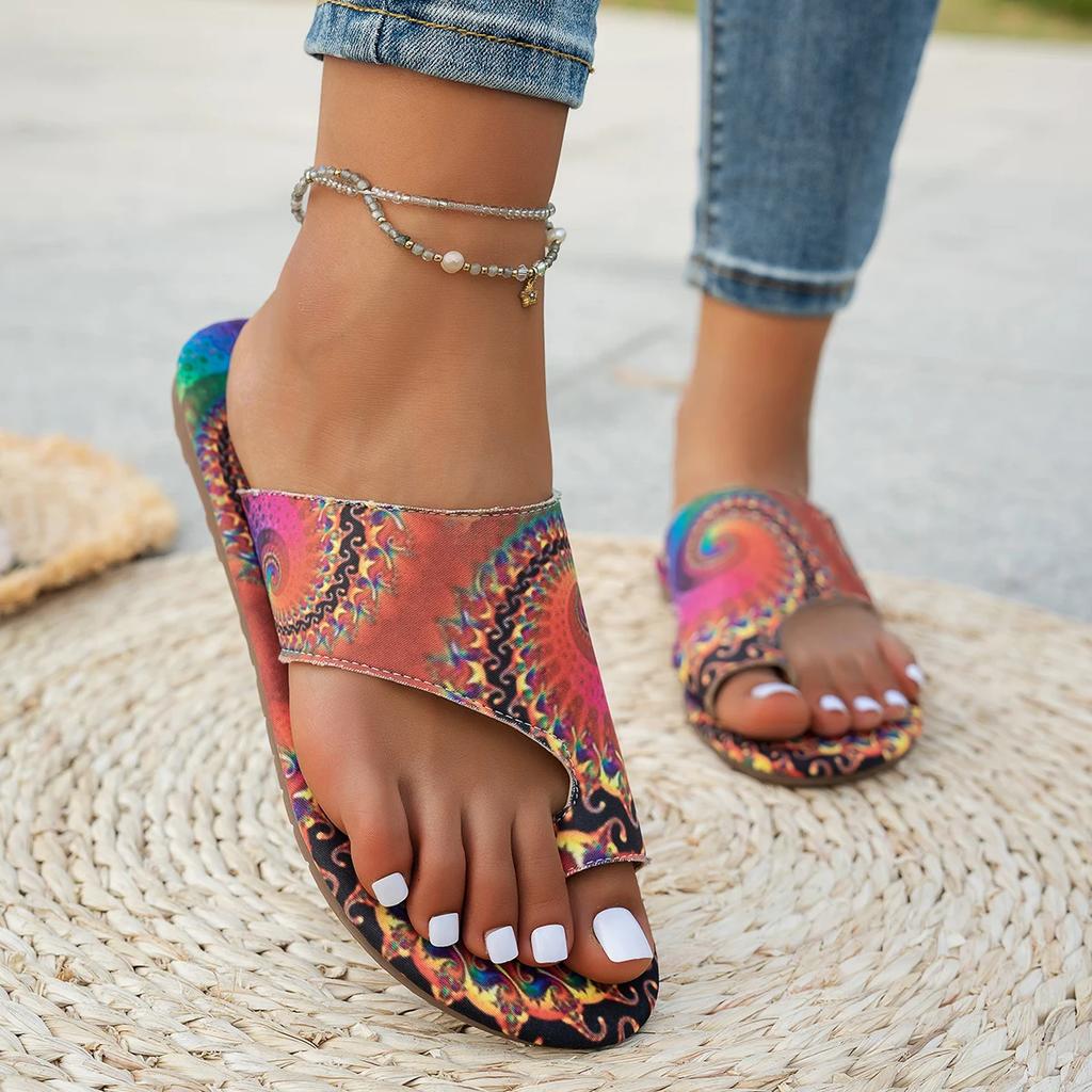 Women Slippers Casual Lightweight Shoes Bohemian Flower Pattern Sandals Flip Flops Big Size Slippers Home Slides Women