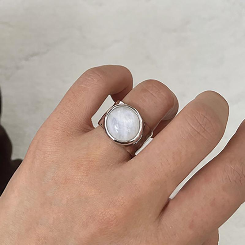 foxanry Mėnulio akmens žiedas moterims Poroms Mada Minimalistinis Perdėtas jubiliejus Papuošalai Priedai Dovanos