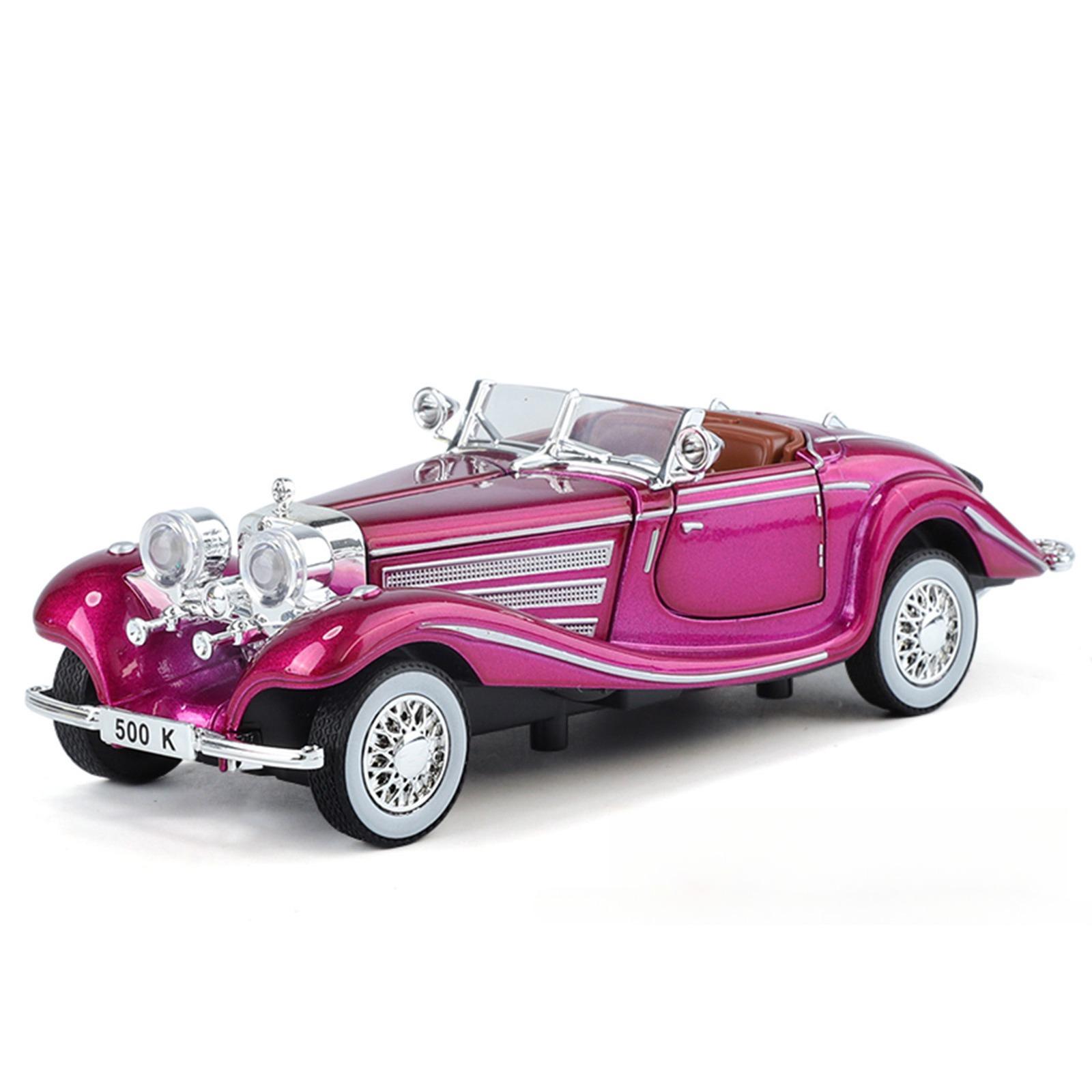 

Модель автомобиля из сплава BENZ 500K в масштабе 1/32, Игрушка-классический автомобиль со звуком и светом, Металлический литой под давлением ВИНТАЖНЫЙ АВТОМОБИЛЬ для мальчиков старше 3 лет, подарок фиолетовый