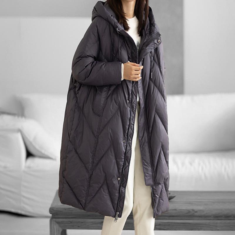 Oversized Thicken Down Jacket Women Winter Retro Hooded Coat Warm Parker Overcoat