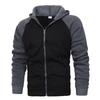 Men S Color Block Raglan Sleeve Hooded Zip Up Sweatshirt Casual Autumn Winter