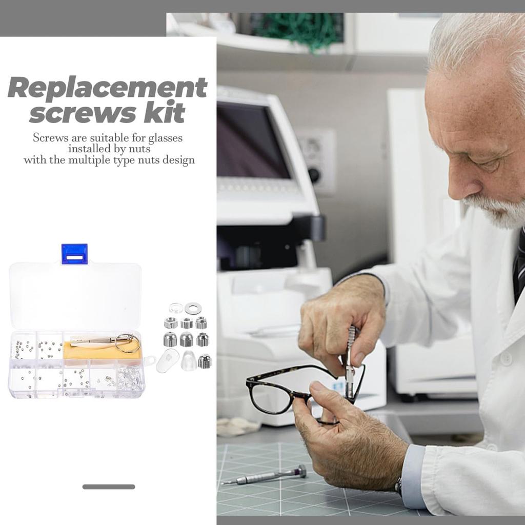 1Set Glasses Repair Kit with Screws Eyeglasses Replacement Nuts Metal Sunglasses Nuts for Quick Repairs Includes Essential Tools for Eyewear