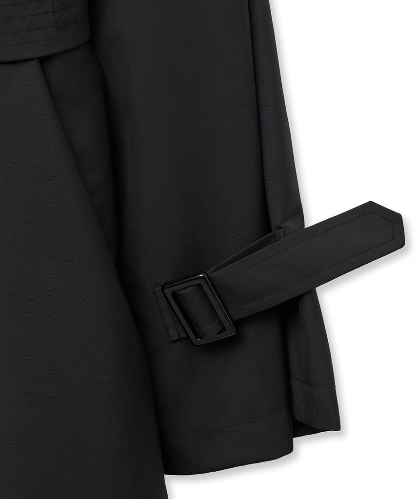 Noirer Synthetic Layered Trench Coat (Black)