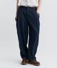 MAGOODGAN Chino 7708 Single-Pleat Linen Denim Balloon Fit Dark Indigo Half-Banding Denim Pants