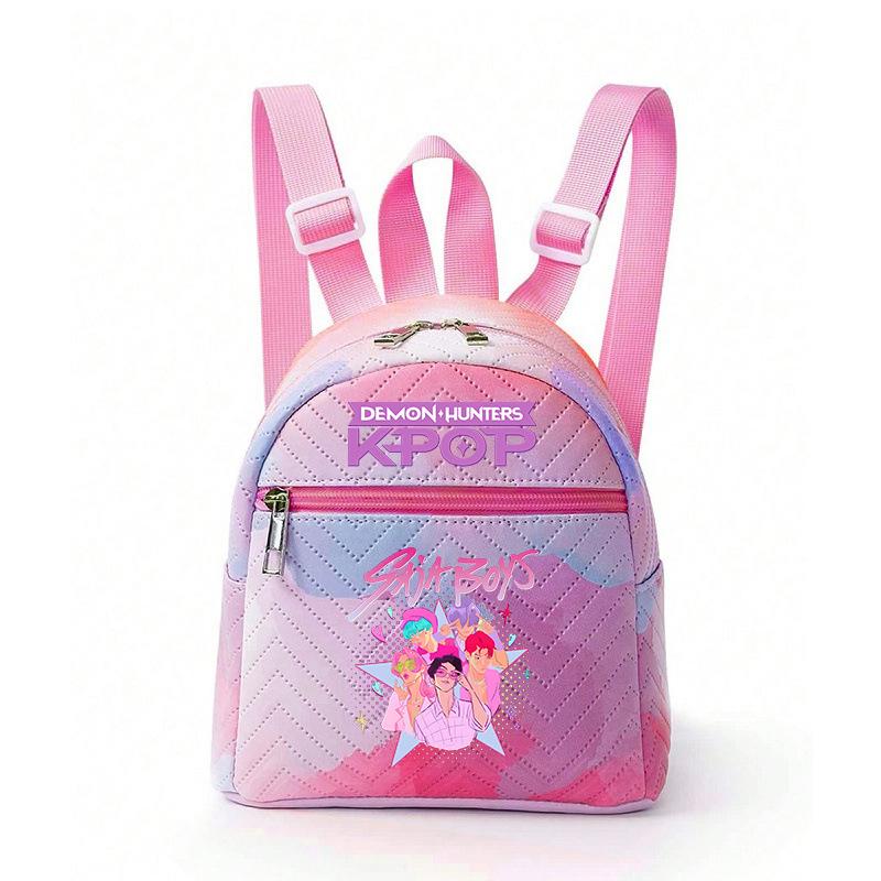Kpop Kunstleder Schulrucksack für Mädchen Leichte Süßigkeitenfarbe Campus Tasche One size fits all