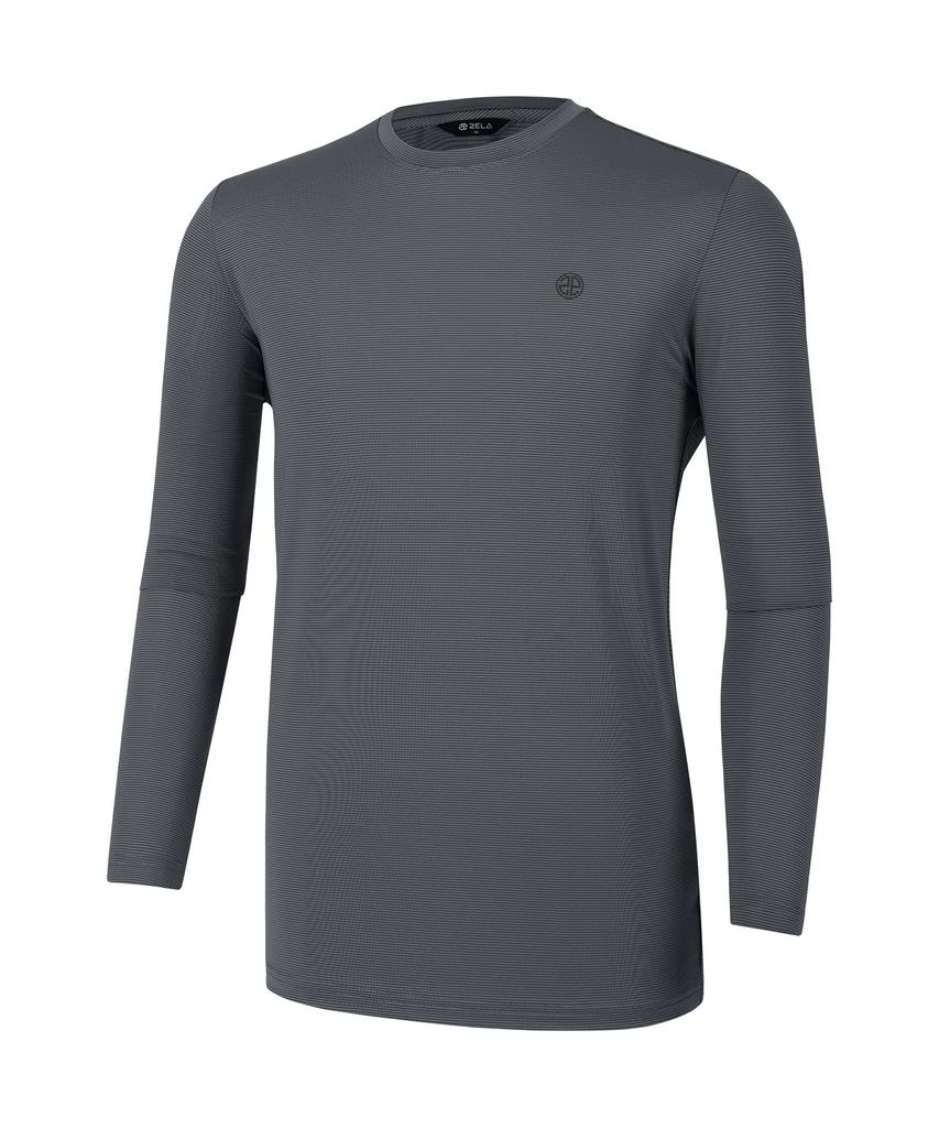 2ELA Men'S Dual Cooling Cooling Round Long Sleeve T-Shirt 6 Colors (Type A)
