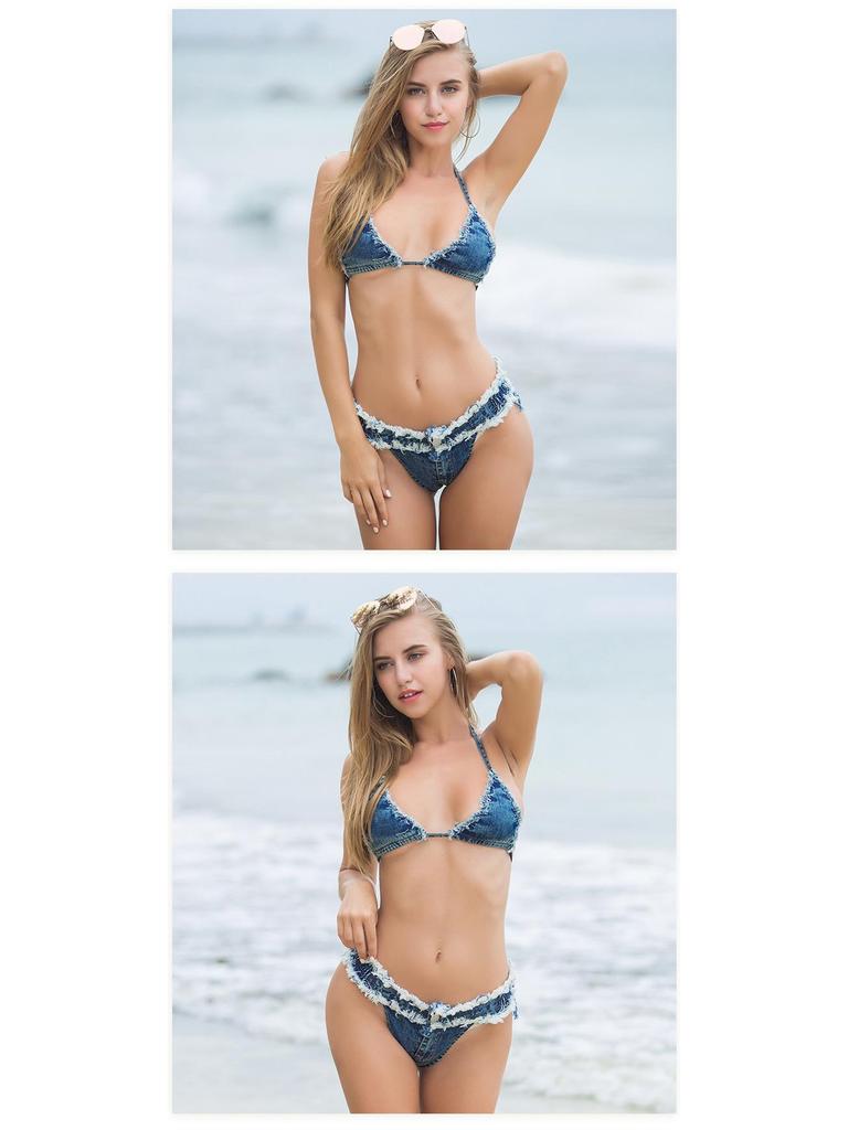 Dámské džínové bikini šortky Meileya s nízkým pasem - Sexy letní hot pants v evropském/americkém stylu