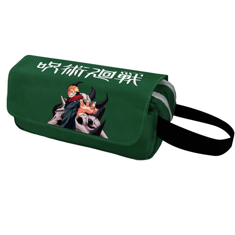 Anime Jujutsu Kaisen Pencil Case Double Zipper Large Capacity Canvas Stationery Organizer Students