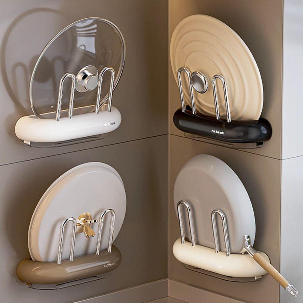 

Punch-Free Pot Lid Holder ABS Pot Pan Cover Rack New Kitchen Organizer Rack кавовий