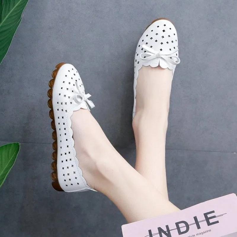Non Slip Low Heel Elegant Women's Flat Shoes Round Toe Ladies Footwear Popular 2024 Summer Wholesale Chic Point Fashionable