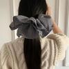Bow Checkered Hair Clip Double Layer Oversized Hair Scrunchies Fashion British Style Hairpin  Girls