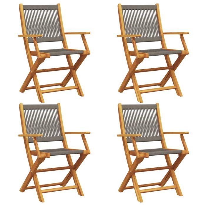 VidaXL Chaises pliables de jardin 4 pcs gris bois d'acacia massif, siège de jardin, chaise de patio, chaise à manger de 3214568