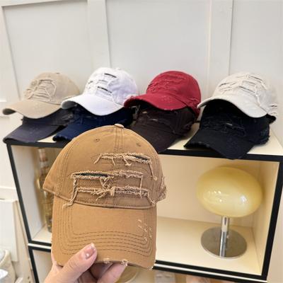 Spring and Summer Personality Notch Visor Versatile Old Hole Soft Top Baseball Hat Men and Women Tide Show Face Small Cap