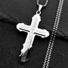 Catholic Spanish Bible Cross Pendants Necklace for Women Men Stainless Steel Chain Necklaces Prayer Amulet Jewelry Gift