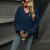Autumn and Winter V-neck Loose Casual Long Sleeved T-shirt Women Fashion Elegant Simple New Solid Color Top Office Shirt Women's Clothing