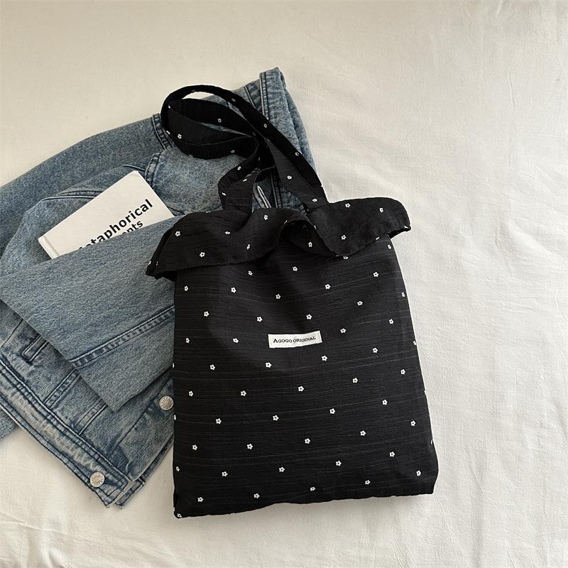 

Легкая нейлоновая сумка женская 2025 новая повседневная большая сумка через плечо сумка-тоут в горошек чёрный