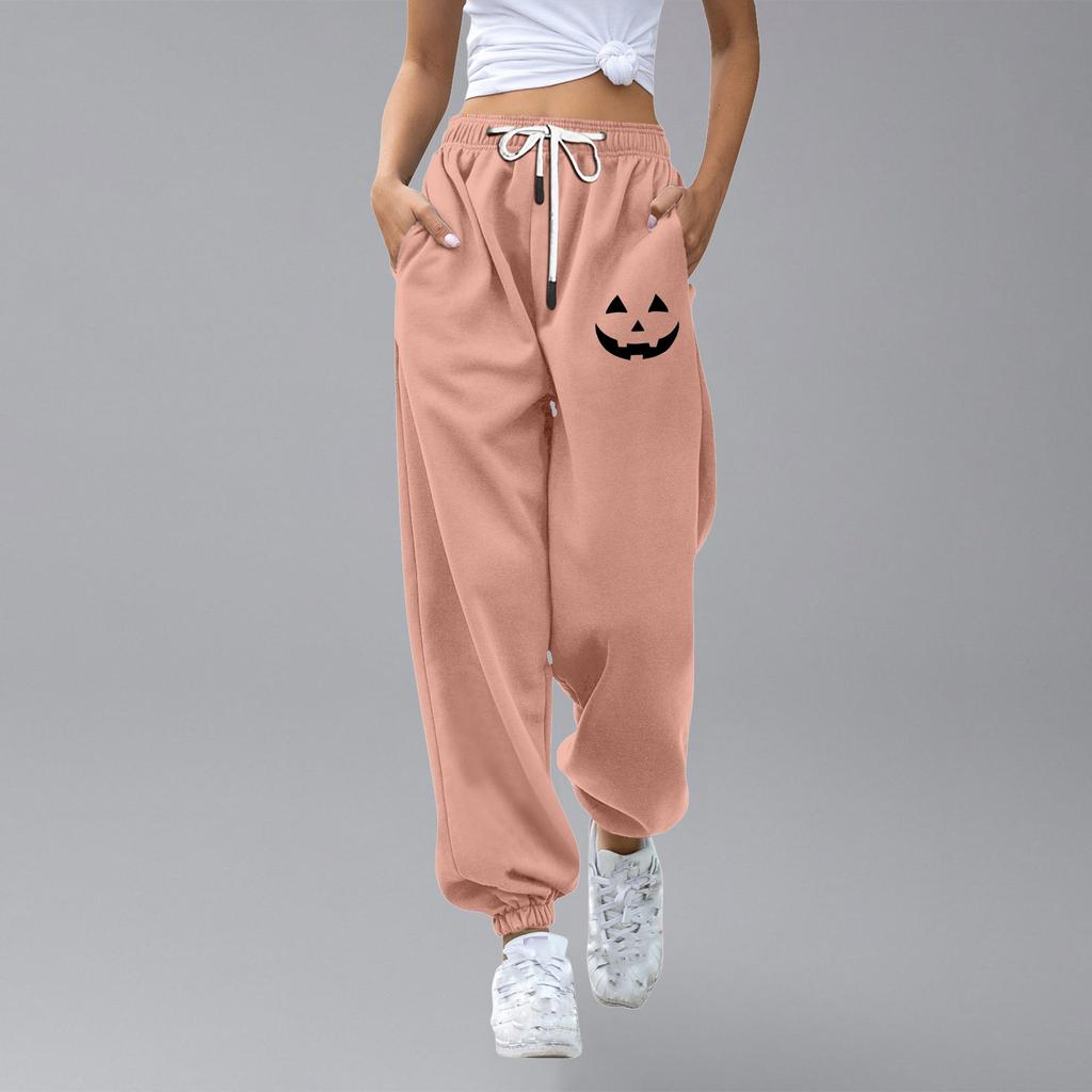 מכנסי טרנינג קז'ואל לילדים ספורט יום ליל כל הקדושים מודפס מגרדיאנט כיס שרוך