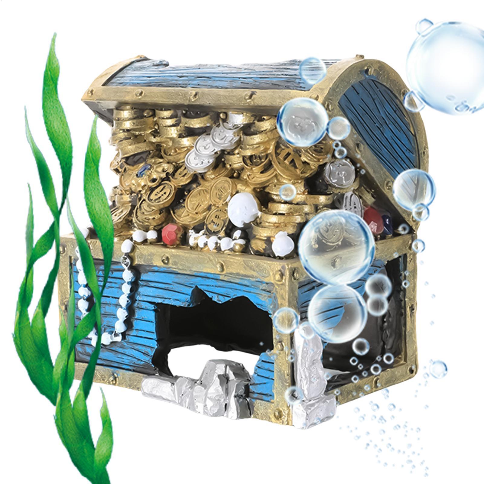 

Aquarium Treasure Box Resin Landscape Ornaments Fish Tank Decorations for Betta Shrimp Lizard Turtle Reptile Terrarium CN